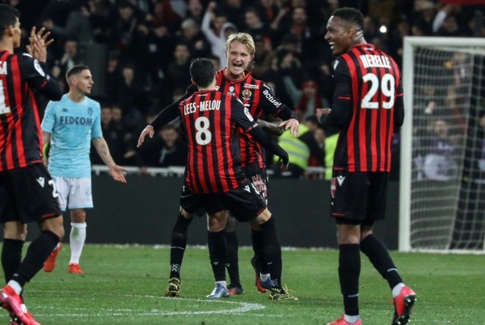 Dolberg tumbó al Mónaco en el último minuto tras un doblete. AFP