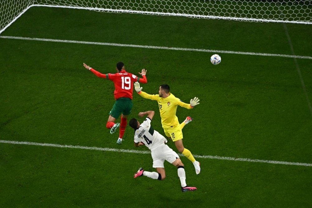 En-Nesyri batió el récord de salto de Cristiano. AFP
