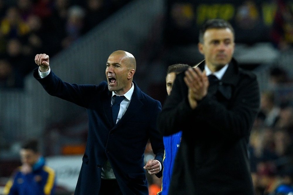 L'entraîneur du Real Madrid Zinédine Zidane lors du clasico face au FC Barcelone. AFP
