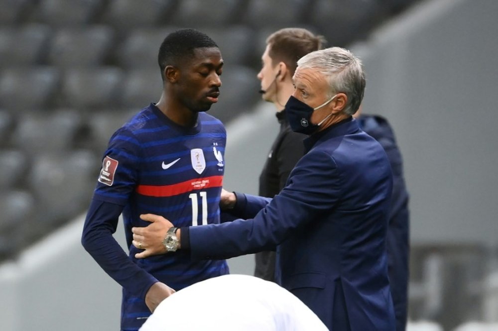 Dembélé, duda ante Dinamarca por lesión. AFP