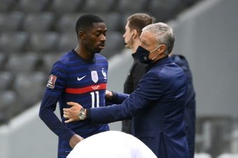 Ousmane Dembélé sous les couleurs de l'Équipe de France. AFP