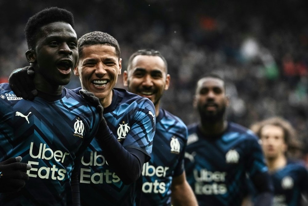 Le groupe de l'OM pour le choc des Olympiques. AFP