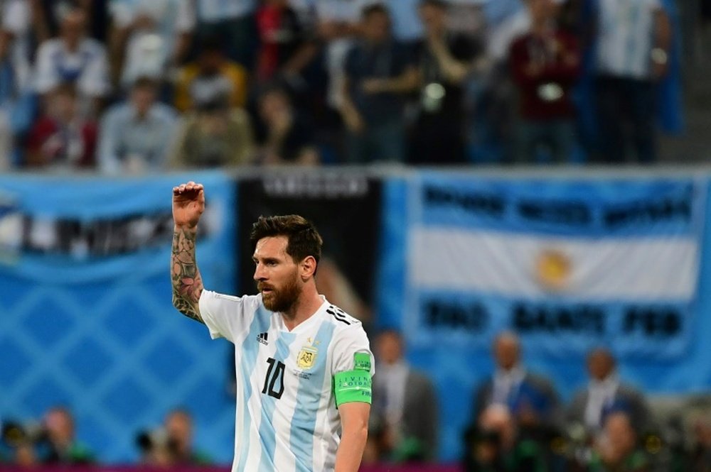 Messi wore a good luck charm. AFP