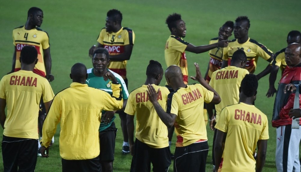 Les joueurs du Ghana lors d'un entraînement, le 27 janvier 2017 à Oyem. AFP