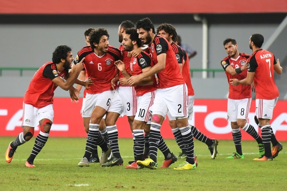 La sélection égyptienne lors dun match contre le Ghana durant la CAN. AFP