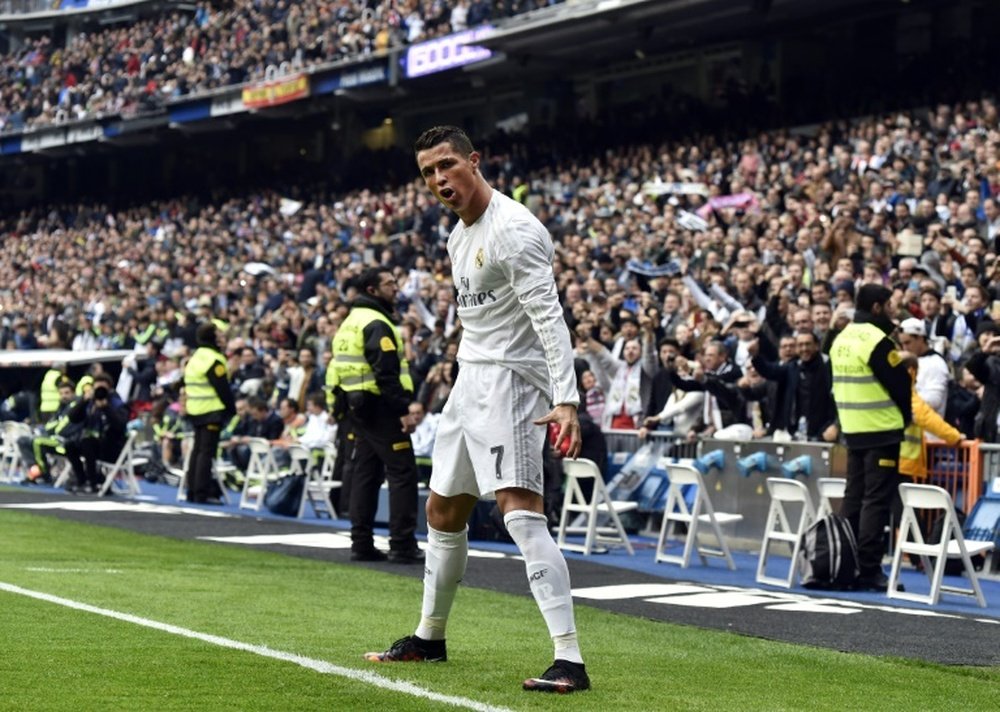 La star du Real Madrid Cristiano Ronaldo, auteur dun doublé contre lAthletic Bilbao à Santiago Bernabeu, le 13 février 2016