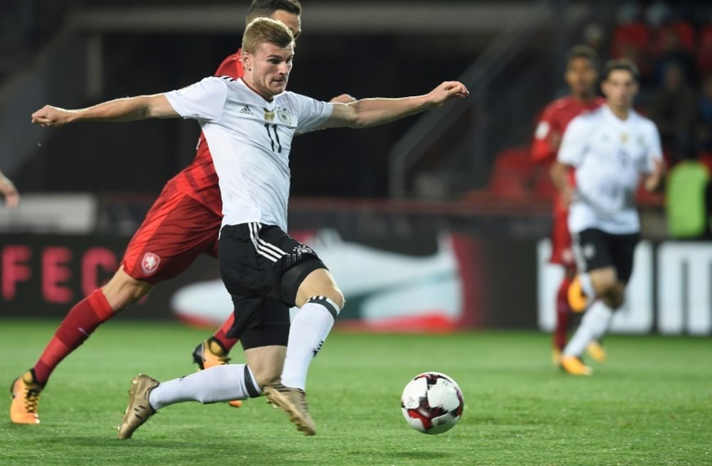 L'attaquant Timo Werner ouvre le score pour l'Allemagne face à la République tchèque. AFP