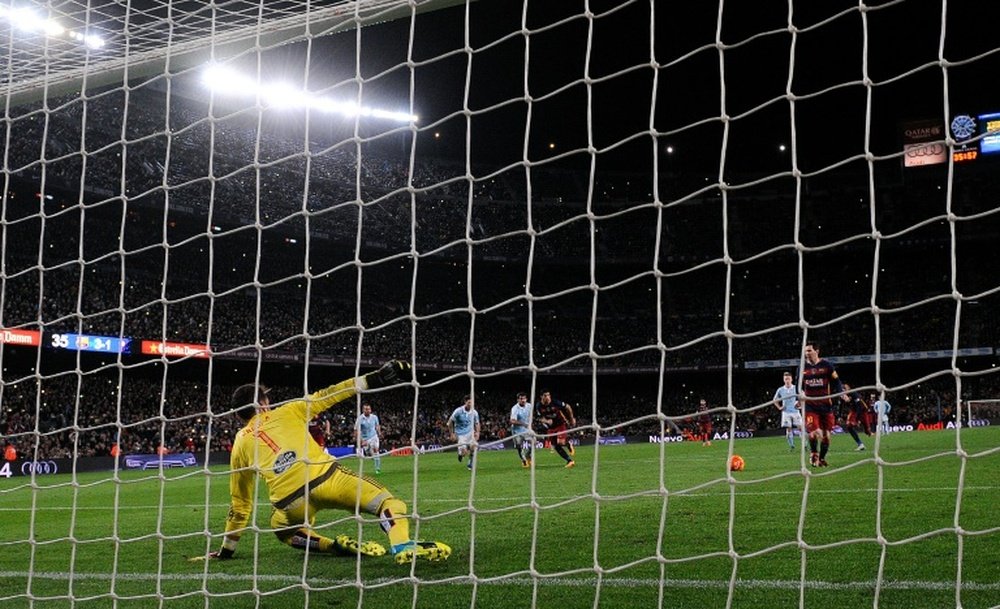 Messi y Suárez ejecutaron el famoso penalti el pasado 14 de febrero ante el Celta de Vigo. AFP