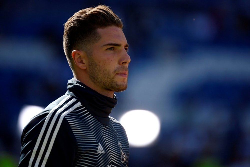 Luca Zidane, contento en Santander. AFP