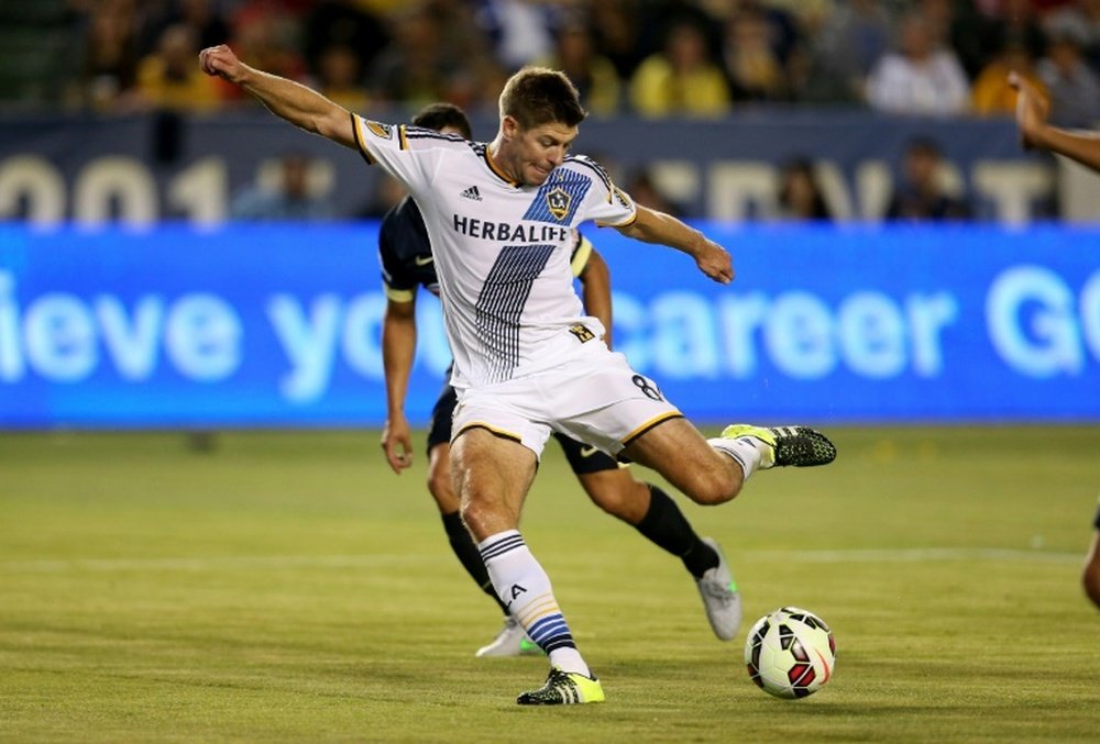 Steven Gerrard, avec Los Angeles Galaxy contre le Club America, en Californie. AFP