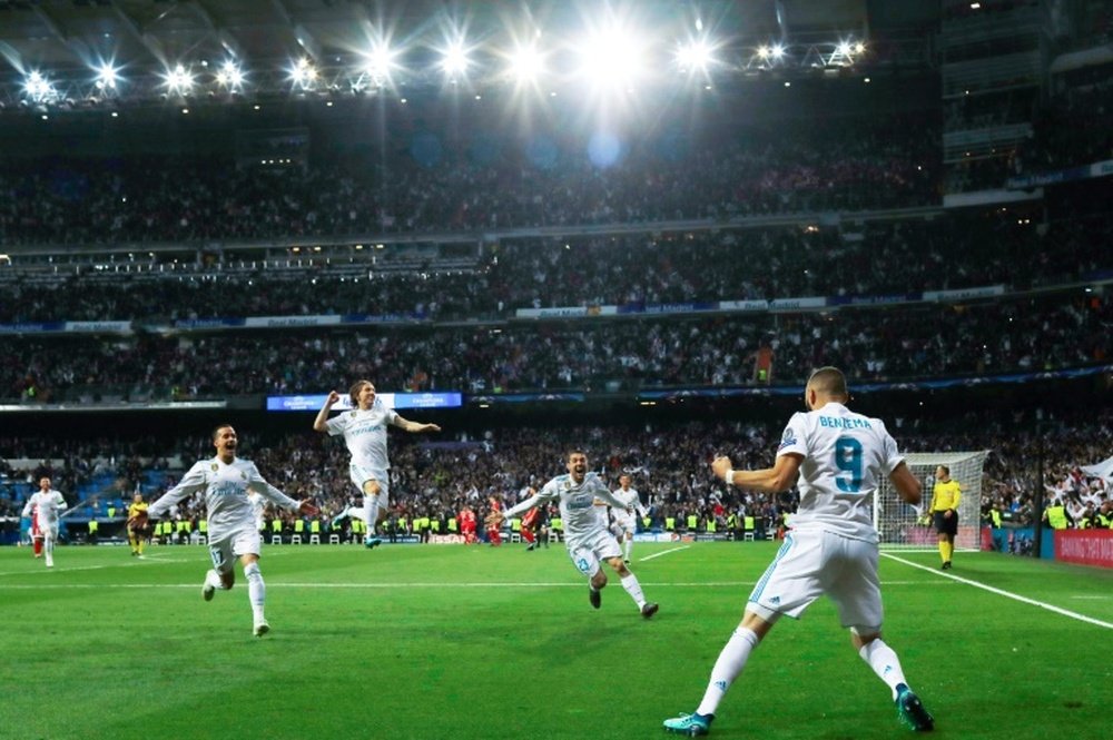 El Madrid suma 42 duelos seguidos marcando en casa. AFP