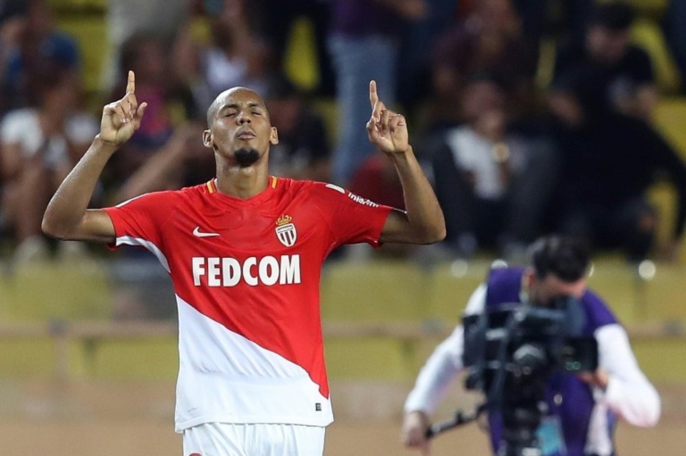 Le défenseur de Monaco Fabinho savoure son but sur penalty. AFP