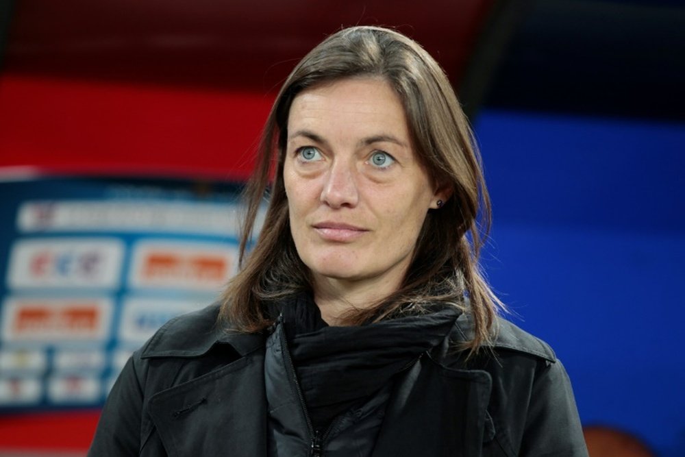 L'entraîneure Corinne Diacre, alors en charge de Clermont au stade Michel d'Ornano. AFP