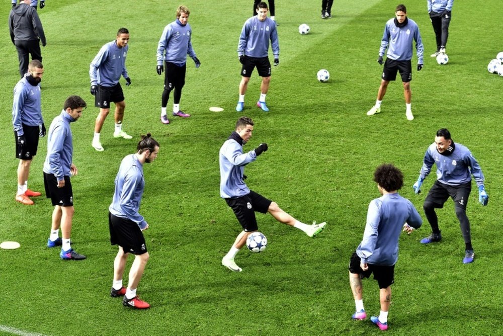 Real madrid players during a trainings session. AFP