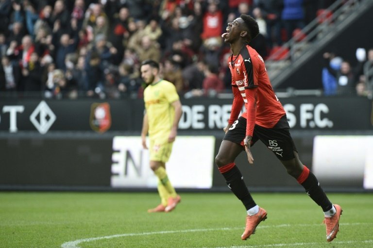 Le jeune attaquant rennais Ousmane Dembélé, triple buteur face à Nantes au Roazhon Park. AFP