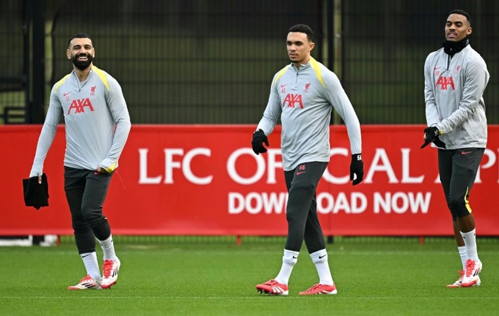 Gravenberch (R) joined Liverpool from Bayern Munich in 2023. AFP