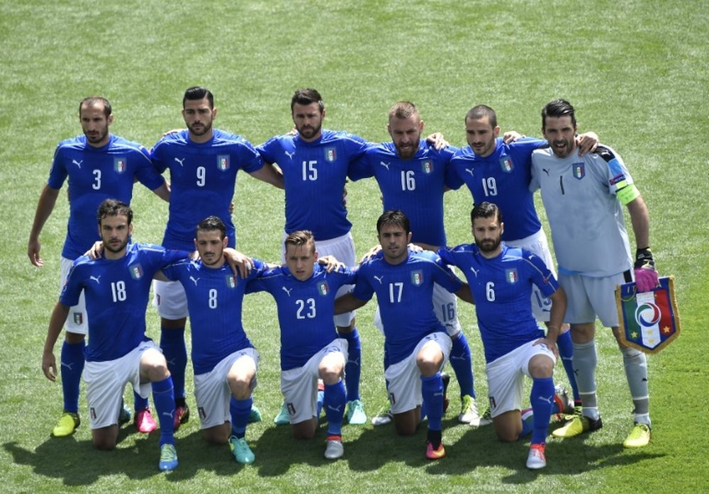 La sélection italienne avant le match de l'Euro contre la Suède, le 17 juin 2016 à Toulouse. AFP
