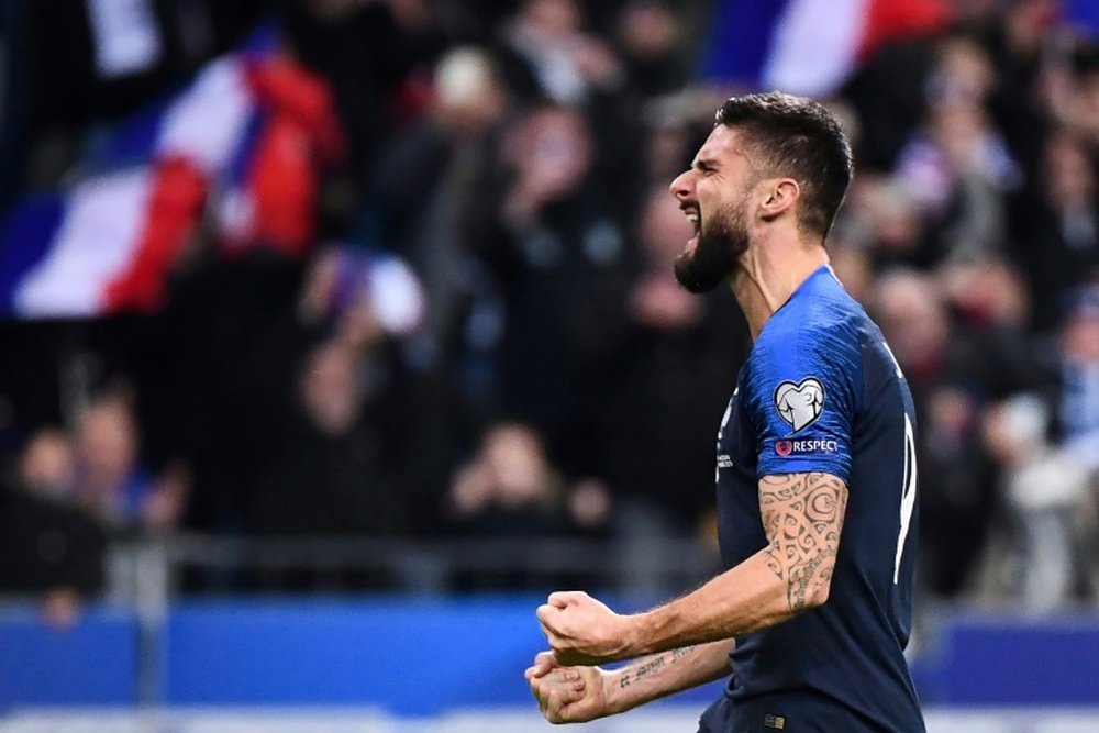 Giroud a inscrit un nouveau but en équipe de France. AFP