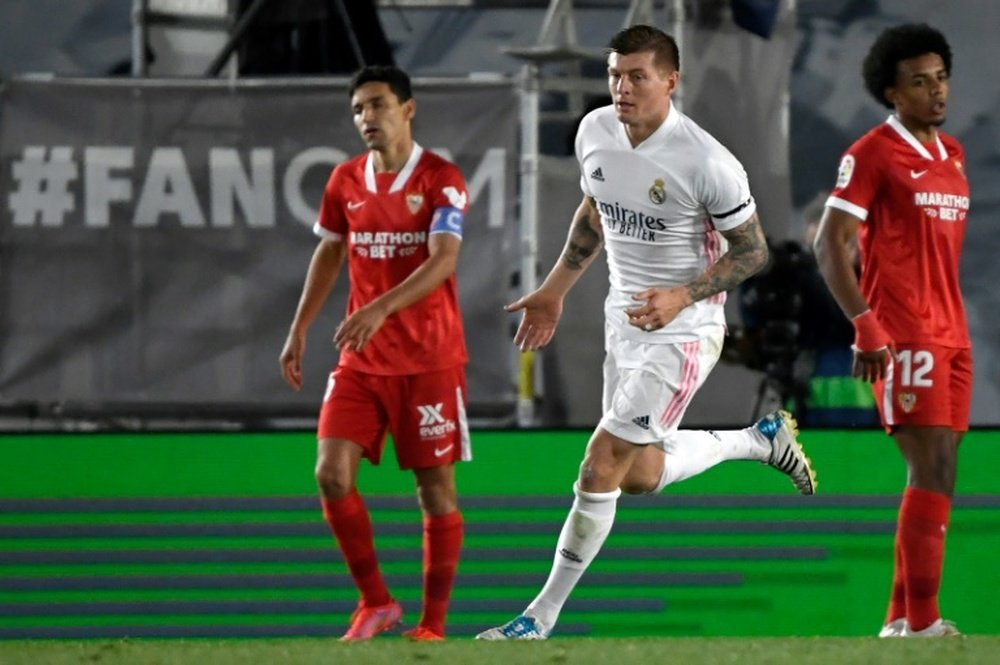 Toni Kroos is isolating from the rest of the RM squad. AFP