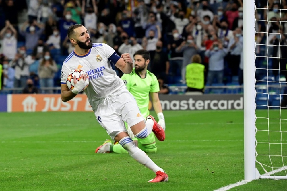Benzema vio portería frente al Sheriff. AFP