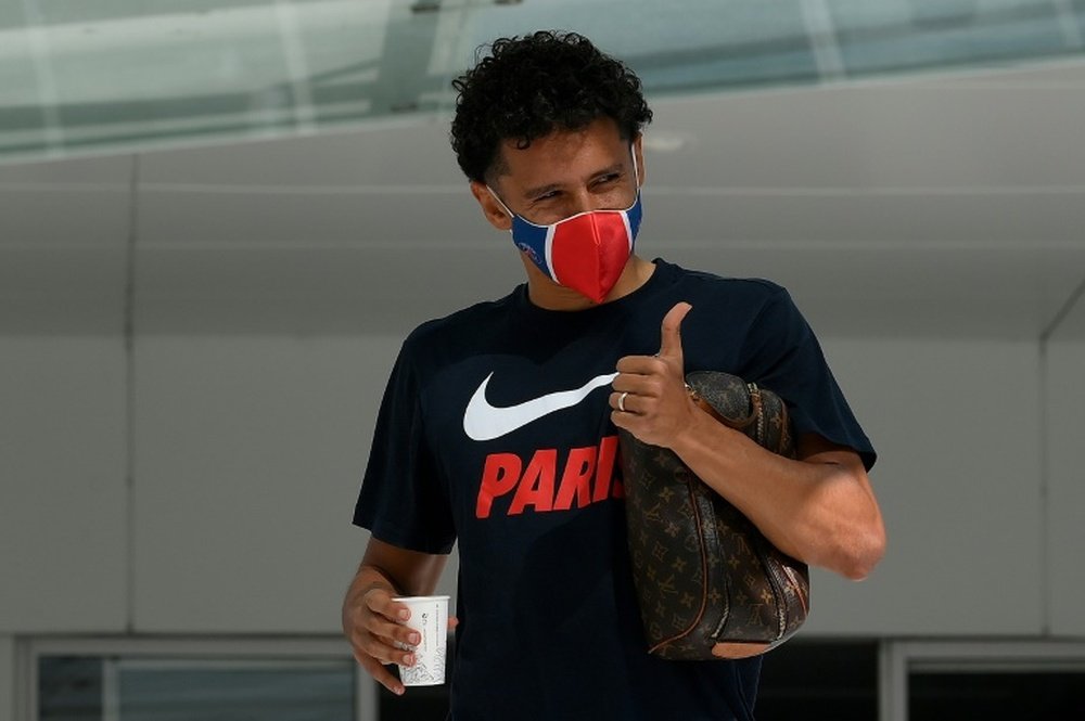 Marquinhos sentiu dores na panturrilha esquerda em jogo da seleção. AFP