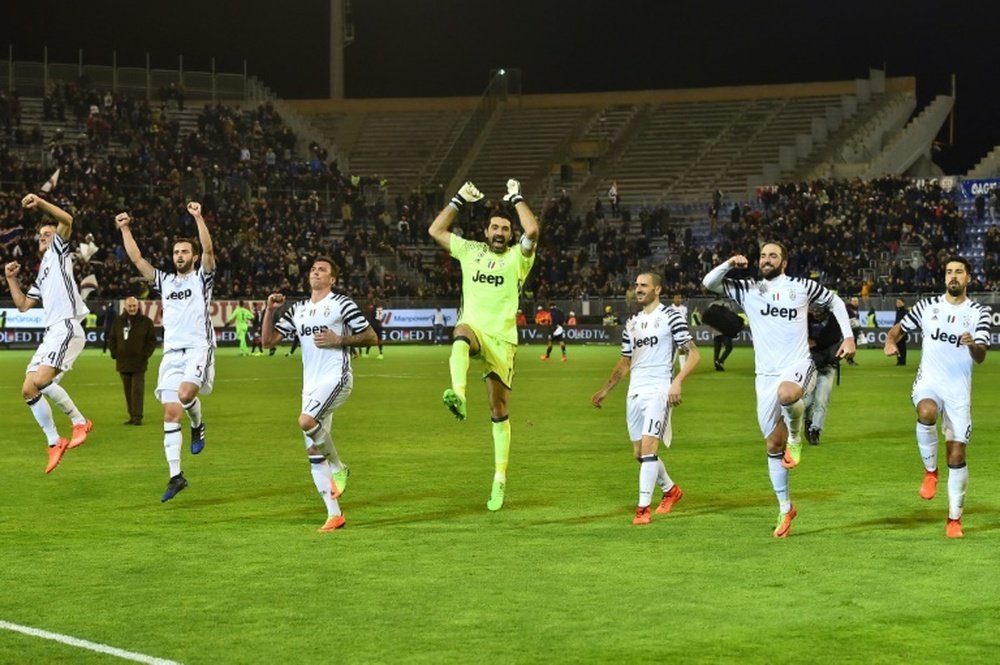 Juventus celebrating their victory against Empoli. AFP