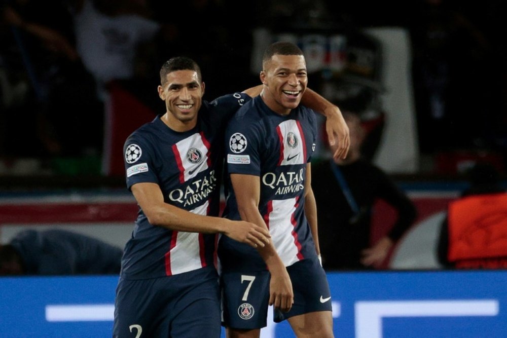 Hakimi and Mbappe are good friends. AFP