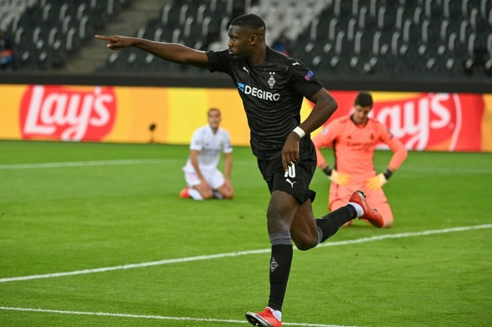 Marcus Thuram fez um dos gols do Borussia Mönchengladbach nas primeiras rodadas da Champions. AFP