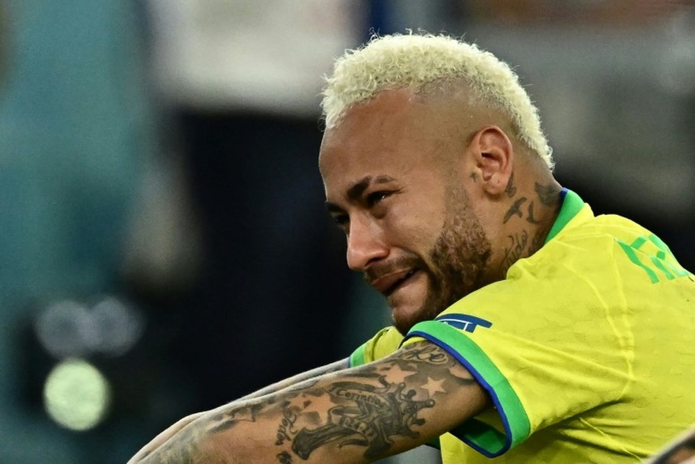 Neymar was in tears after Brazil were knocked out of the World Cup. AFP