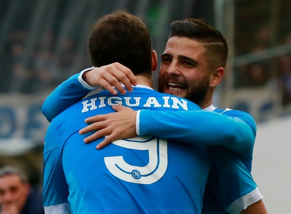 Lorenzo Insigne et Gonzalo Higuain, les deux terreurs de l'attaque du Napoli, contre Empoli. AFP