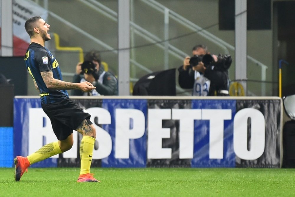 Icardi volvió a reencontrarse con el gol ante el Torino y marcó un doblete. AFP