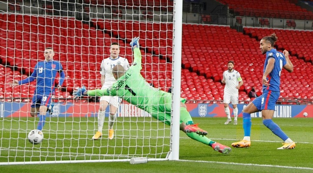 Los jugadores de Inglaterra celebran uno de los goles de Karry Kane en el choque contra Montenegro disputado en Wembley de la clasificación para la Eurocopa de 2020. Twitter/England