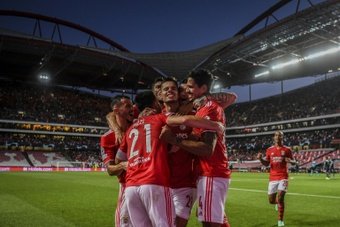 Weigl sabe lo que es celebrar goles con el Benfica. AFP