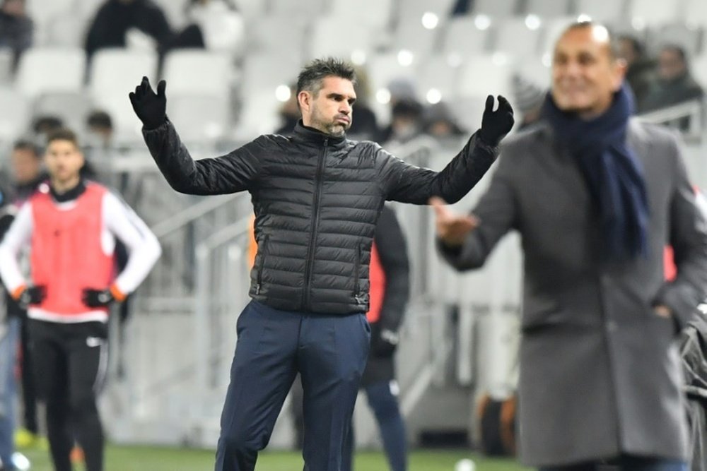 L'entraîneur des Girondins Jocelyn Gourvennec lors du match perdu face à Montpellier. AFP