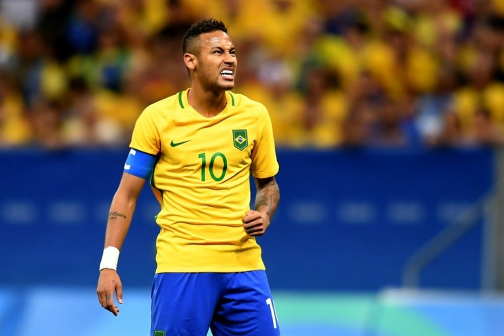 Lattaquant brésilien Neymar face à lIrak aux JO, le 7 août 2016 à Brasilia