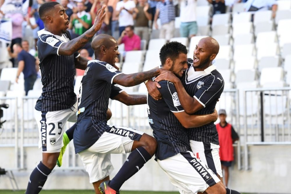 La joie des Bordelais après le but de Gaëtan Laborde contre Saint-Etienne, le 13 août 2016. AFP