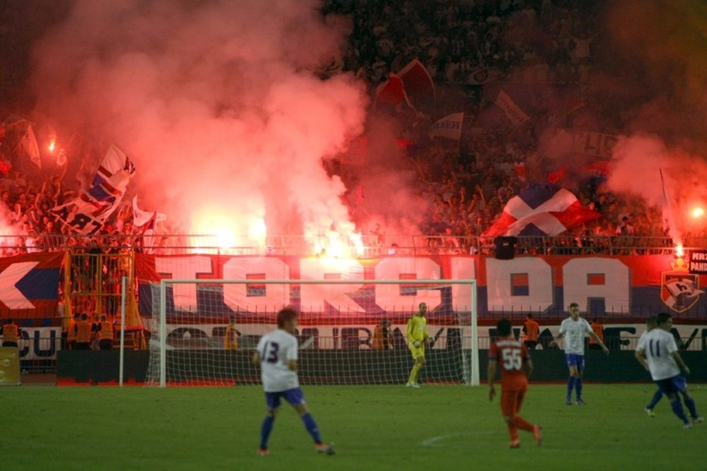 Torcida, le groupe des Ultras du Hajduk, lors d'un match de coupe d'Europe. AFP