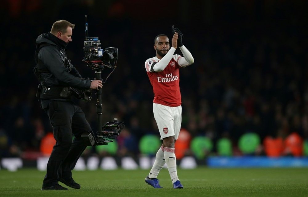 Lacazette was sent off late on for an elbow on Aleksandar Filipovic. AFP