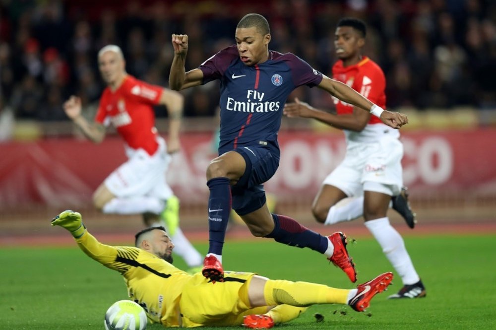 Mbappe scored an own goal during PSG's 2-1 win over his former side Monaco. AFP
