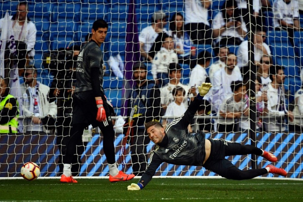 El meta belga volvió a entrenarse con el Real Madrid. AFP