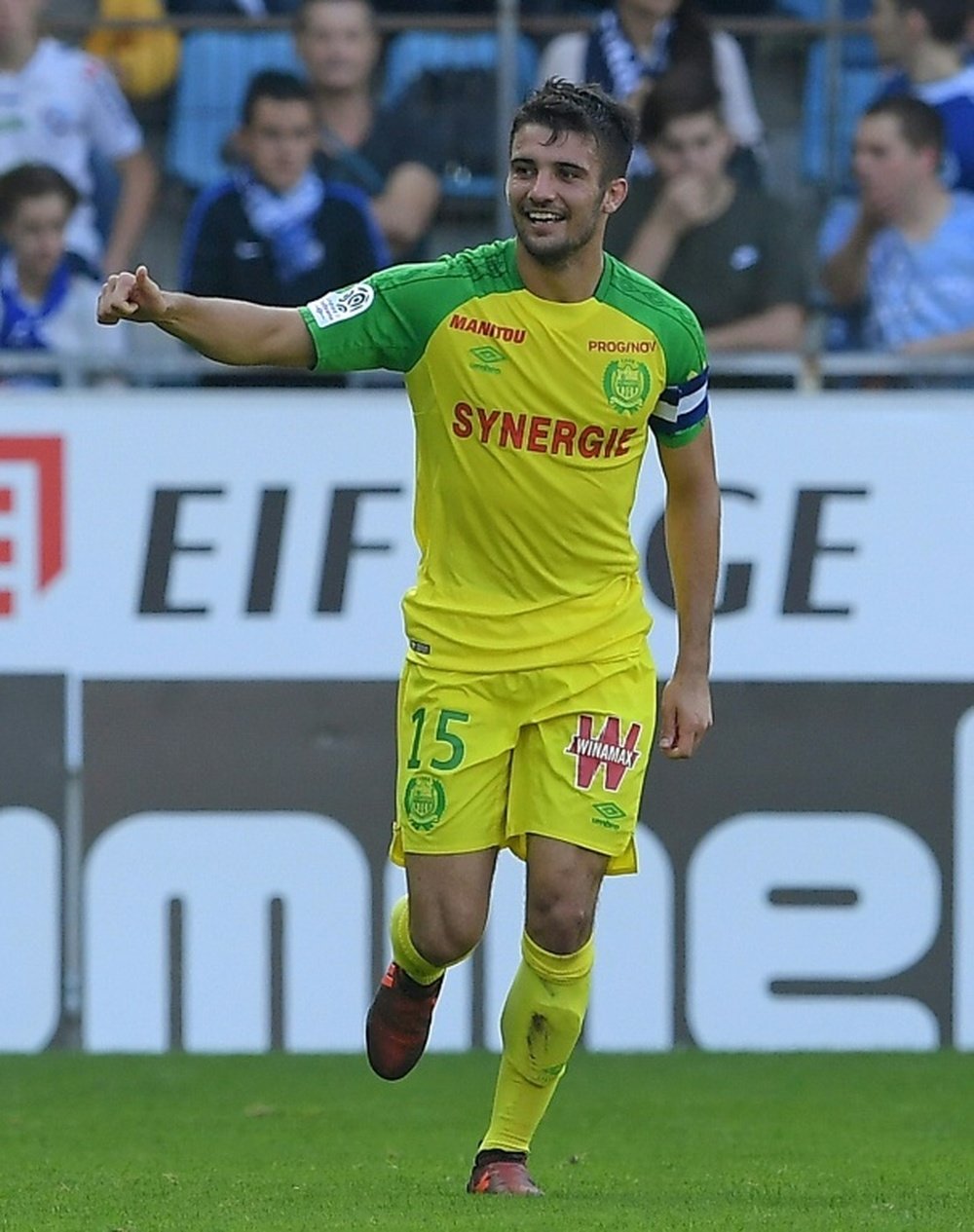 Le défenseur de Nantes Léo Dubois après un but contre Strasbourg. AFP