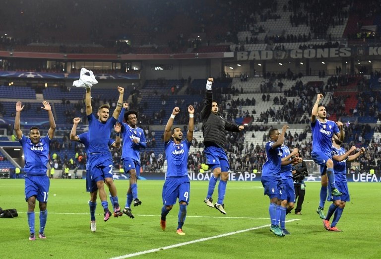 Les joueurs de la Juventus victorieux de l'Olympique lyonnais au Parc-OL en C1. AFP