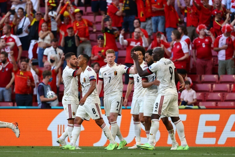 Bélgica celebra un gol en la Eurocopa 