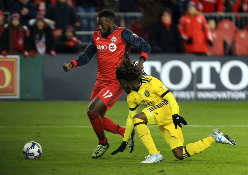 L'attaquant de Toronto Jozy Altidore inscrit un but contre Columbus. AFP
