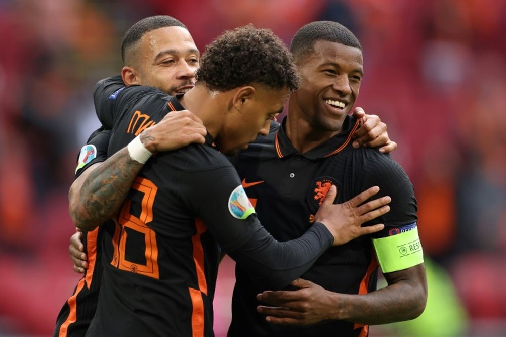 Wijnaldum scored a brace to make it three wins out of three for the Netherlands. AFP