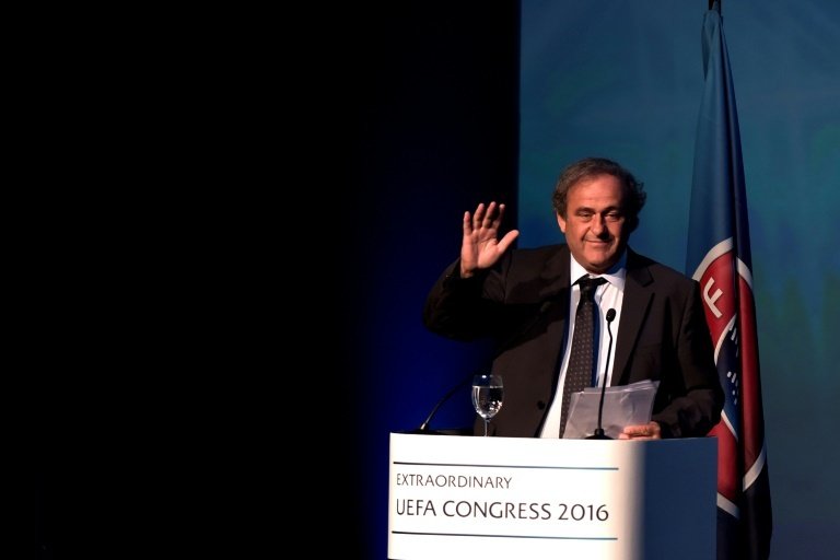 Lancien président de lUEFA Michel Platini lors du Congrès de linstance à Lagonissi près dAthènes, le 14 septembre 2016