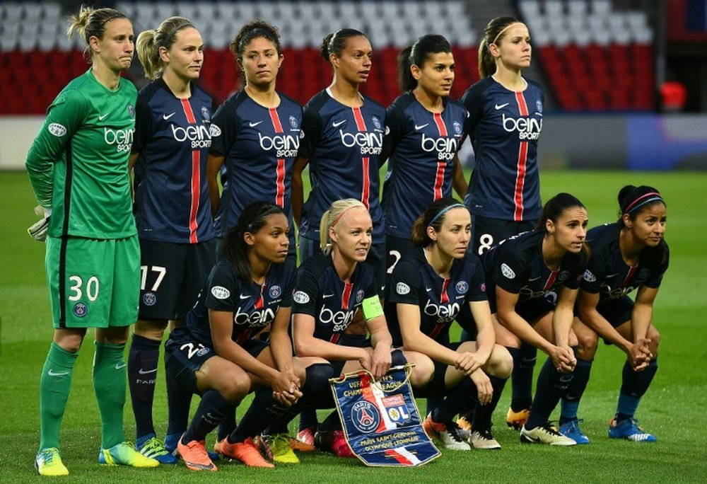 Les Parisiennes avant leur demi-finale retour de Ligue des champions contre Lyon, le 2 mai 2016 au Parc des Princes