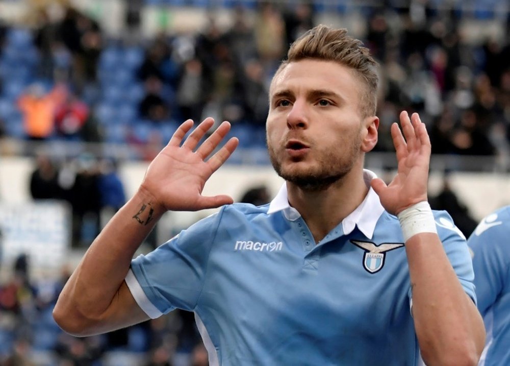 L'attaquant de la Lazio Ciro Immobile après un but contre l'Atalanta. AFP