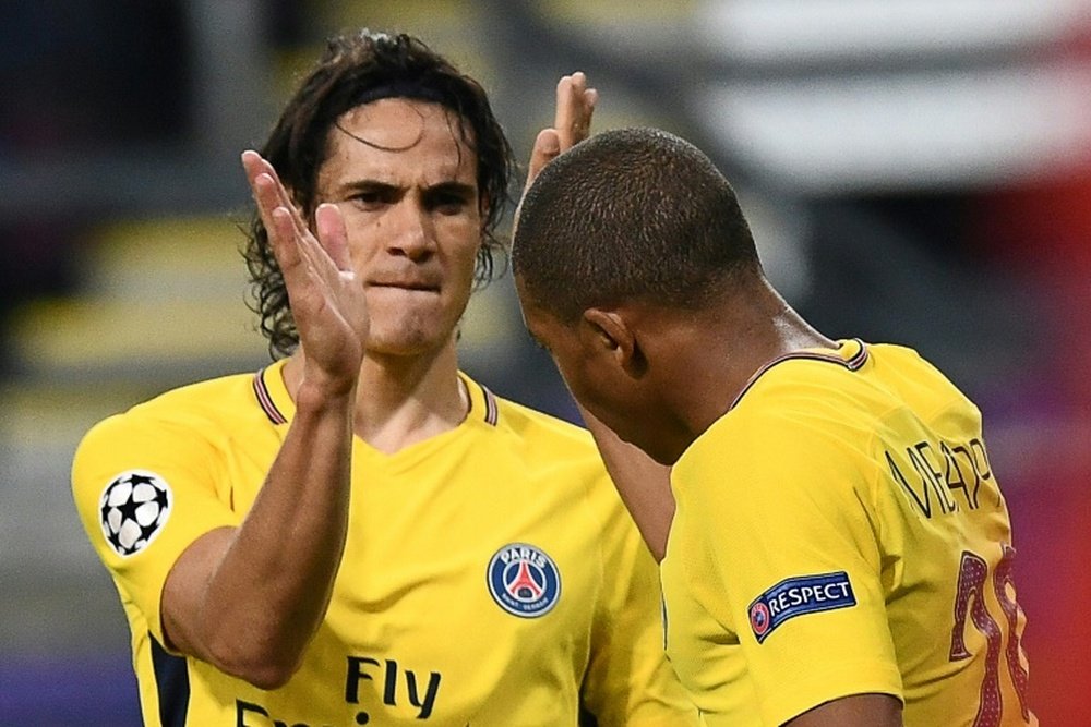 Cavani has been giving Mbappe tips on how to get to the top. AFP