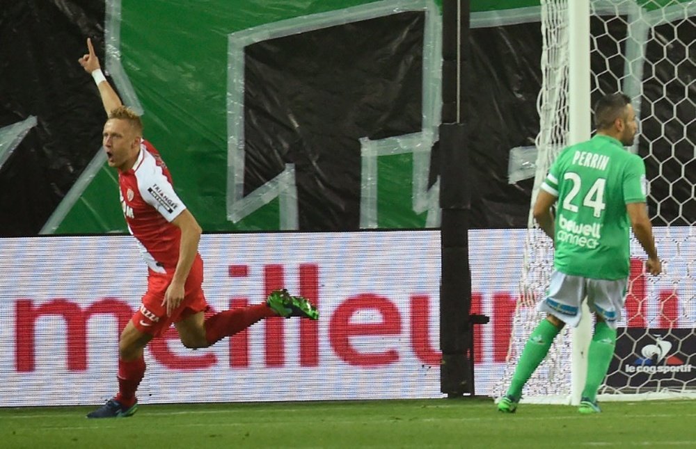 Le défenseur de Monaco Kamil Glik après avoir marqué face à Saint-Etienne, le 29 octobre 2016. AFP